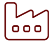 A red and green icon of an industrial plant.